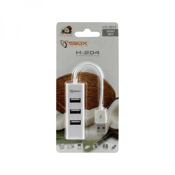SBOX H-204W, USB 2.0, USB 2.0, 480 Mbit/s, Hvit, Akrylonitril-butadien-styren (ABS), USB