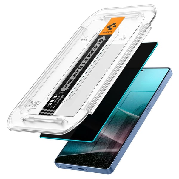 Spigen GLAS.tR EZ Fit HD Privacy, Samsung, Galaxy S25 Ultra (2025), Støvresistent, Ripebestandig, Sort, 2 stykker