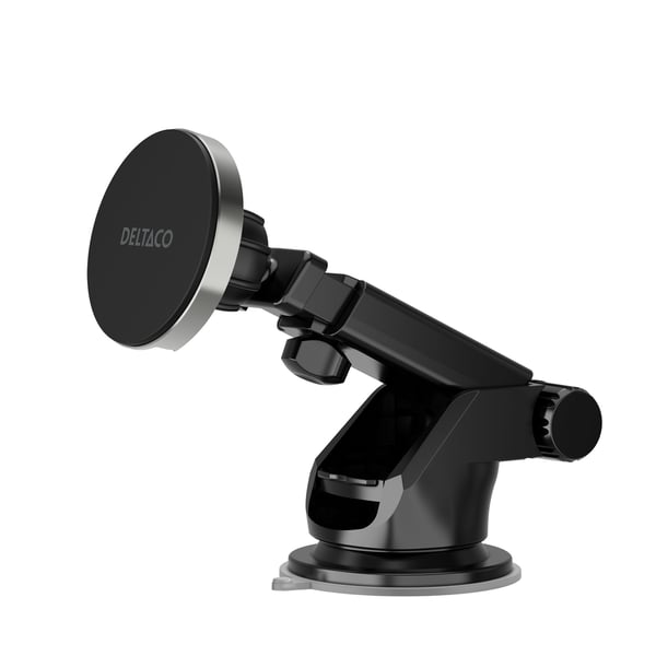 DELTACO - Trådløs ladeholder for bil - magnetisk - 15 watt - Fast Charge - svart