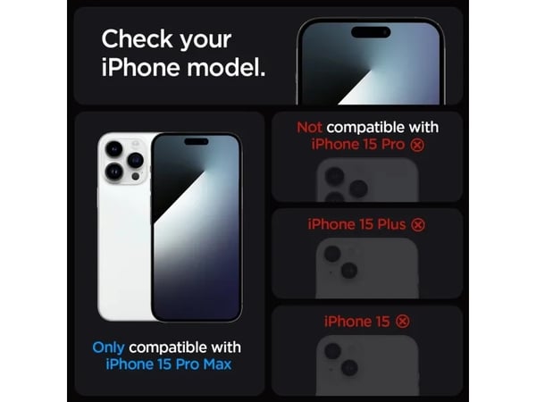 Spigen GLAS.tR EZ Fit - Skjermbeskyttelse for mobiltelefon - glass - personvern - for Apple iPhone 15 Pro Max