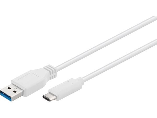 Goobay 67188, 1 m, USB C, USB A, USB 3.2 Gen 1 (3.1 Gen 1), 5 Gbit/s, Vit