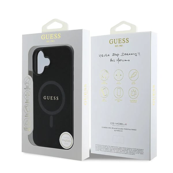 Dėklas Guess GUHMP16SPSAHMCK iPhone 16 6.1" juoda/juodas hardcase Saffiano Classic Logo MagSafe