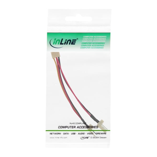 InLine 404371817171718181828, Molex (3-nastainen), 2 x Molex (3-nastainen), Naarasliitin, Naarasliitin, Suora, Suora, Suora