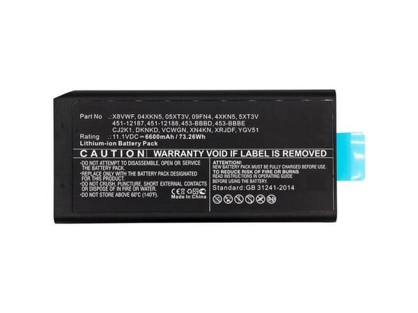 CoreParts - Batteri til bærbar PC (tilsvarer: Dell 04XKN5, Dell 05XT3V, Dell 09FN4, Dell 80D45, Dell W11CK, Dell W11Y7) - 11,1V - litiumion - 6600 ...