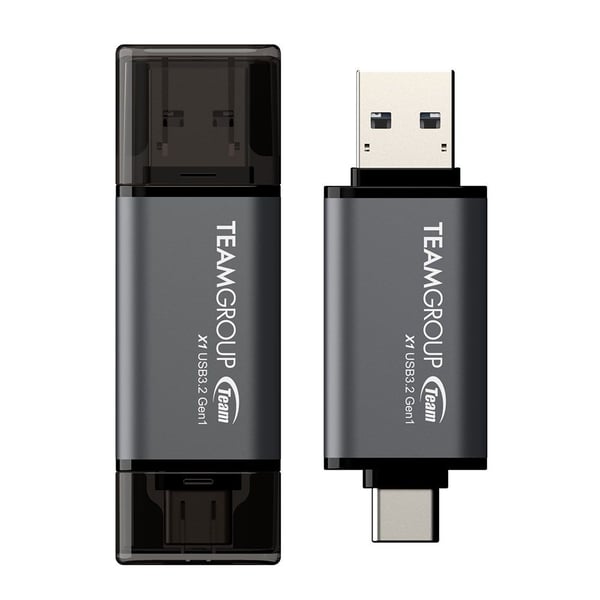 Team X1 - USB-flashstasjon - 64 GB - USB 3.2 Gen 1 / USB-C - mattgrå