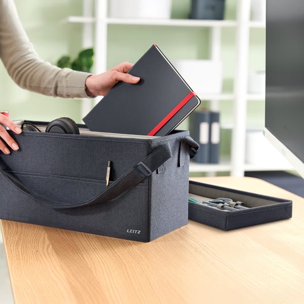 Leitz Fabric Storage - Förvaringspåse - 3 utrymmen - sammetsgrå