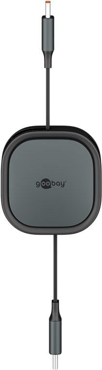 Goobay 77424 USB-C til USB-C-kabel 1 m 0,48 Gbit/s uttrekkbar, svart-sølv