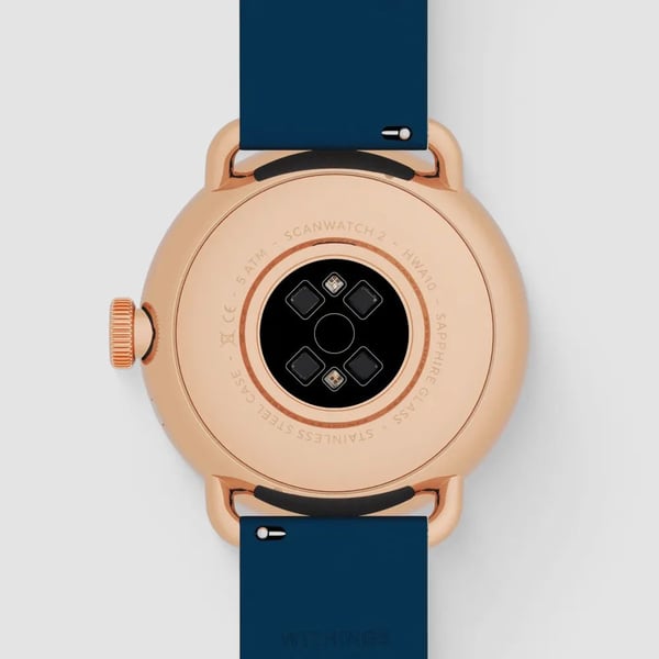 Withings ScanWatch 2 smartklocka, EKG, puls, SpO2, 38 mm, blå roséguld