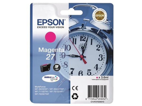 Epson 27 - 3.6 ml - magenta - original - bläckpatron - för WorkForce WF-3620, WF-3640, WF-7110, WF-7210, WF-7610, WF-7620, WF-7710, WF-7715, WF-7720