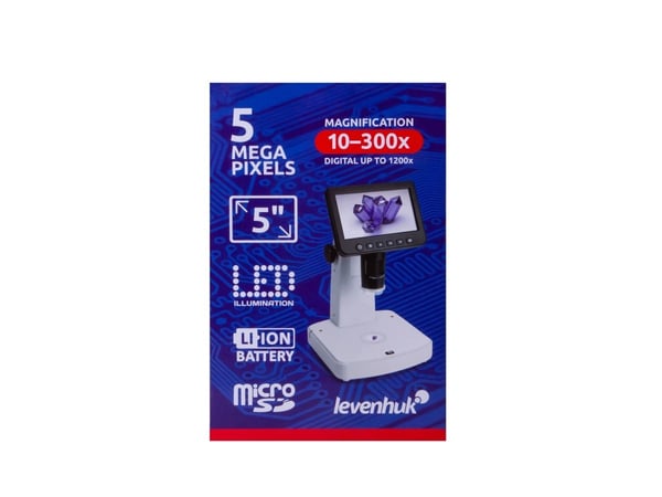 Levenhuk DTX 700 LCD, Digitaalinen mikroskooppi, Musta, Valkoinen, Muovi, LCD, 12,7 cm (5"), MicroSD (TransFlash)