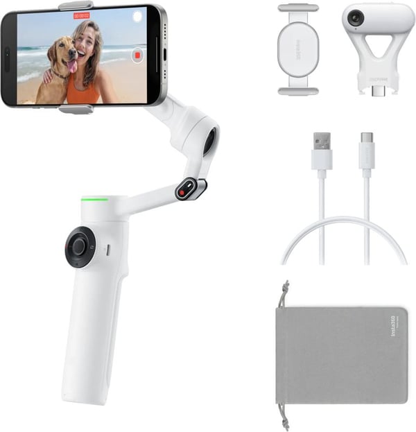 Insta360 Flow 2 Pro puhelingimbaali AI Tracker -paketti, Summit White
