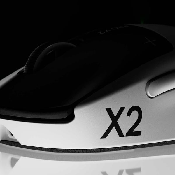 Logitech G PRO X2 SUPERSTRIKE spillmus 44000 DPI trådløs, svart og hvit