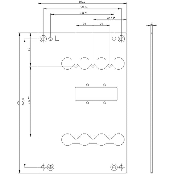Siemens 3VA9268-0VK20 effektkontakt-tillbehör (B x H x D) 183,6 x 290 x 3 mm