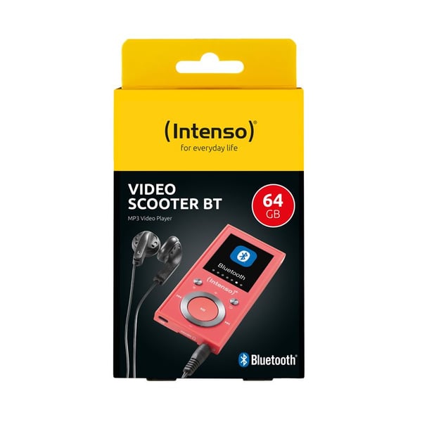 Intenso Video Scooter BT, MP3-spelare, 16 GB, LCD, USB 2.0, Rosa, Hörlurar