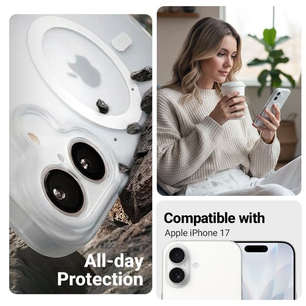 Crong CRGHMMIP1763WHT, Suojus, Apple, iPhone 17, Valkoinen, Läpikuultava