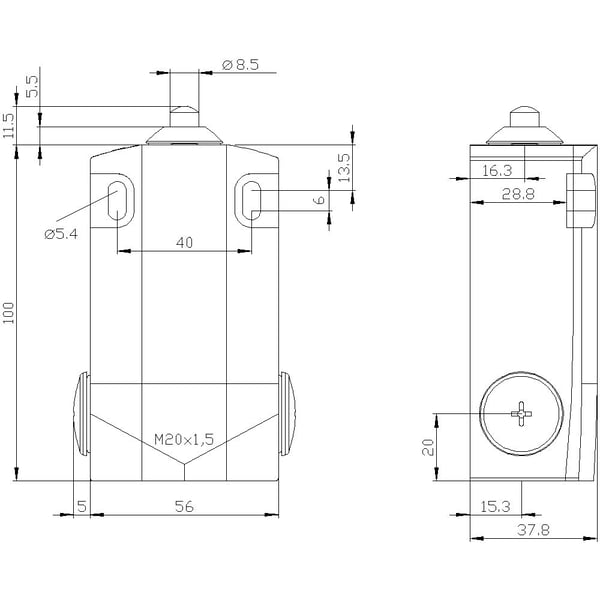 Siemens 3SE5162-0CB01 Stoppkontakt 6 A Koppling bumper, Rostfritt stål bumper IP66, IP67 1 st