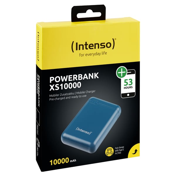 Intenso XS10000 - Powerbank - 10000 mAh - 3,1 A - 2 lähtöliitäntää (USB, USB-C) - bensiiniä
