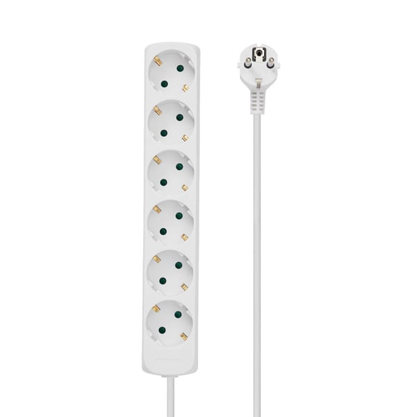 Microconnect GRU0063WA, 3 m, Tyyppi F, Tyyppi F, Valkoinen, Valkoinen, 6 AC-pistorasia(a)