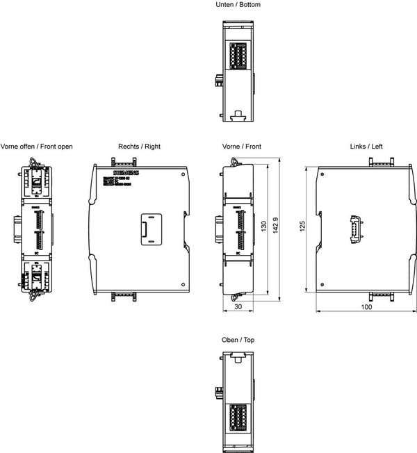 Siemens 6ES7221-1BH50-0XB0 6ES72211BH500XB0 SPS-Analogausgangsmodul, CE, RoHS, REACH, 125 mm, 47 mm, 150 mm, 110 mm, 209 g