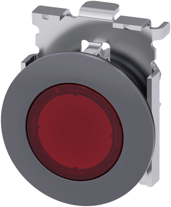 Siemens 3SU10610JB200AA0 3SU1061-0JB20-0AA0 Lystrykknap Frontring metal, Rund Knap Sandgrå, Rød 1 stk