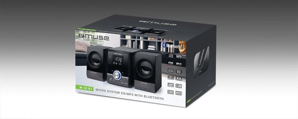 Muse M-38 BT, Kodin mikroaudiojärjestelmä, Musta, 1 levyt, Kiina, 10 W, FM
