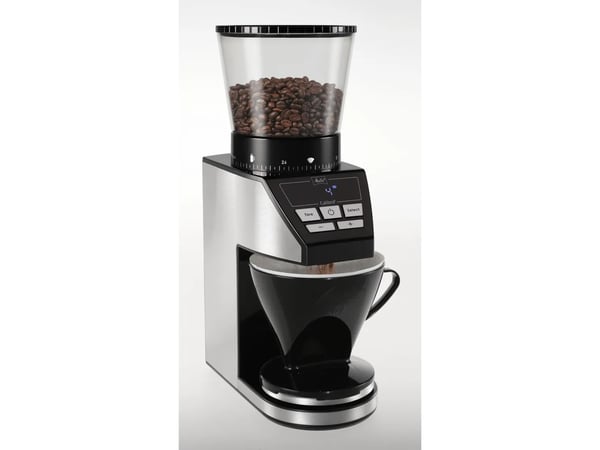 Melitta 1027-01, Kaffekvarn, 375 g, Konisk malning, LCD, Svart, Rostfritt stål, 160 W