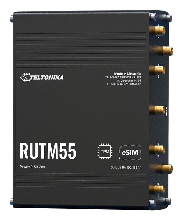 Teltonika RUTM55 - Trådlös router - WWAN 1GbE - Wi-Fi 5 - 5G, 3G, 4G - DIN-skenmonterbar, väggmonterbar, försänkt montering möjlig