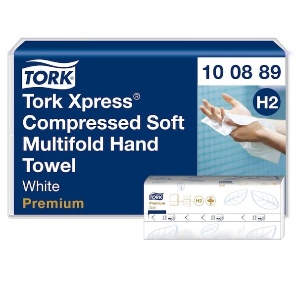Håndklær Tork H2 Xpress® Premium Z-Fold 2-lags komprimert nyfiber FSC hvit - (12 pakker x 225 stk.)