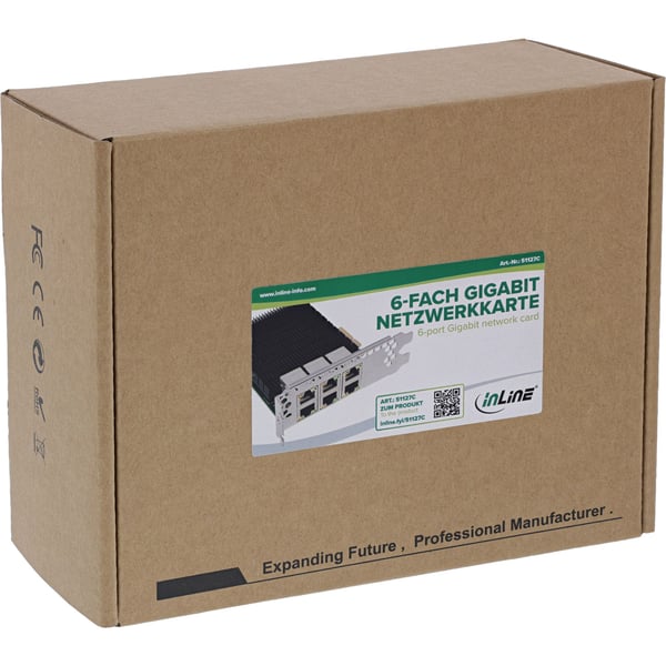InLine 6-port Gigabit-nettverkskort 6x RJ45 1 Gb/s PCIe x4 (51127C)