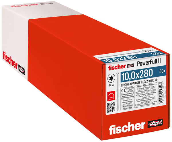 Fischer FPF II CTF 10.0 x 280 BC 50 562952 Puuruuvi 10 mm 280 mm TX Teräs Sinkitty 50 kpl