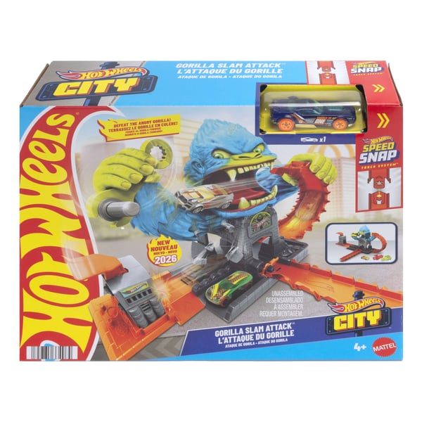 Hot Wheels City Nemesis Gorilla Garage Attack -leikkisetti ja leluauto
