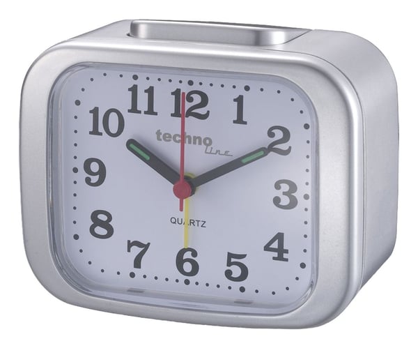 Technoline Modell XL, Quartz-väckarklocka, Kub, Silver, Analog, AA Mignon (LR06), 85 mm