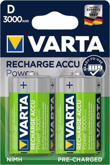 Varta Power Accu - Batteri 2 x D - NiMH - (ladbare) - 3000 mAh