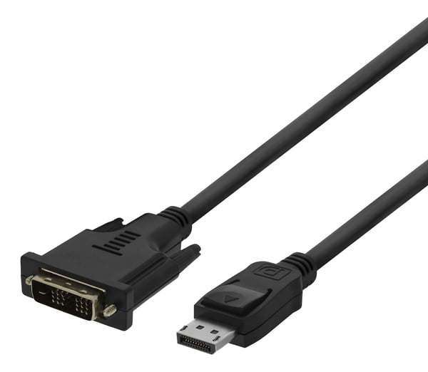 DELTACO - Adapterkabel - DisplayPort (hann) til DVI-D (hann) - 3 m - aktiv, støtte for 1920 x 1080 ved 60 Hz, up to 4.95 Gbps data transfer rate - ...