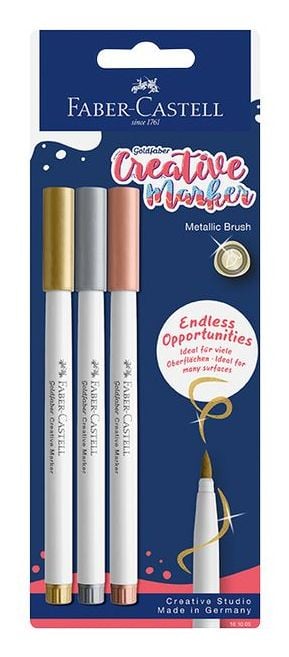 Faber-Castell Gofa Brush, Metallinen, Monivärinen, Monivärinen, 3 väriä, Ohut pää, Pyöreä, 1,5 mm