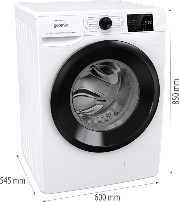 Gorenje WPNEI84A1TS, Edestä täytettävä, 8 kg, B, 76 dB, 1400 RPM, A