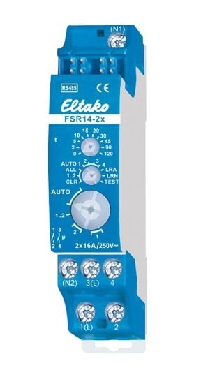 Eltako FSR14-2X, Skifteaktuator, DIN skinnemonteret, 2 kanaler, Blå, CE, 2000 W