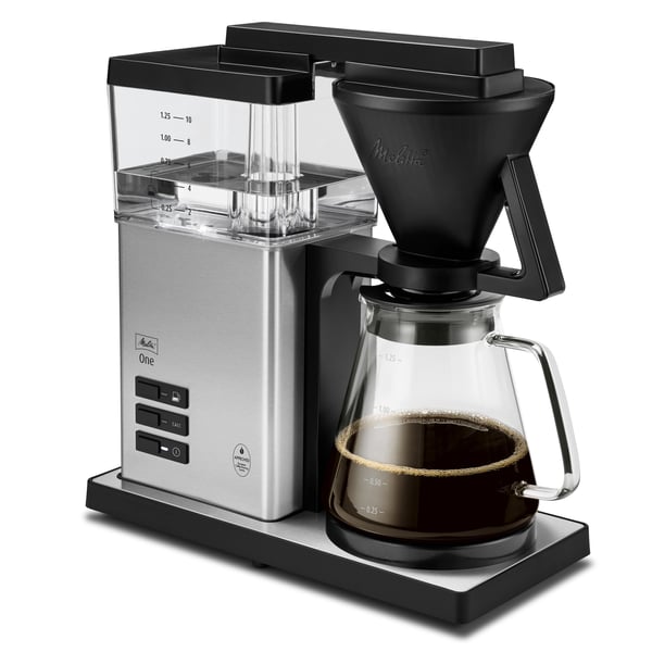 Melitta ONE, Droppande kaffebryggare, 1,25 l, Malat kaffe, 1525 W, Svart, Rostfritt stål, Transparent