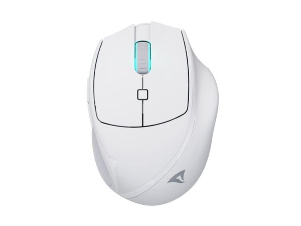 Sharkoon OfficePal M25W - Mus - optisk - 6 knappar - trådlös, kabelansluten - 2.4 GHz - trådlös USB-mottagare - vit - hängande låda