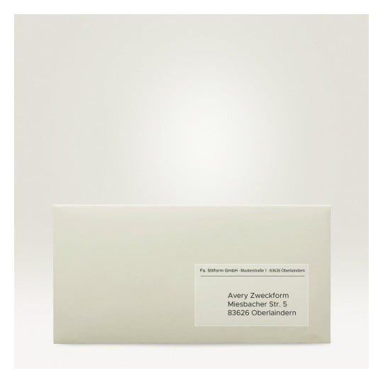 Etiketter Avery 99,1x38,1 mm transparent - (25 ark x 14 stk.)