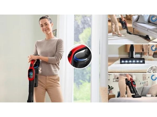 Bosch BCS1041PET, Sauvaimuri, Pussiton, musta, Punainen, 0,4 L, Kuiva, HEPA
