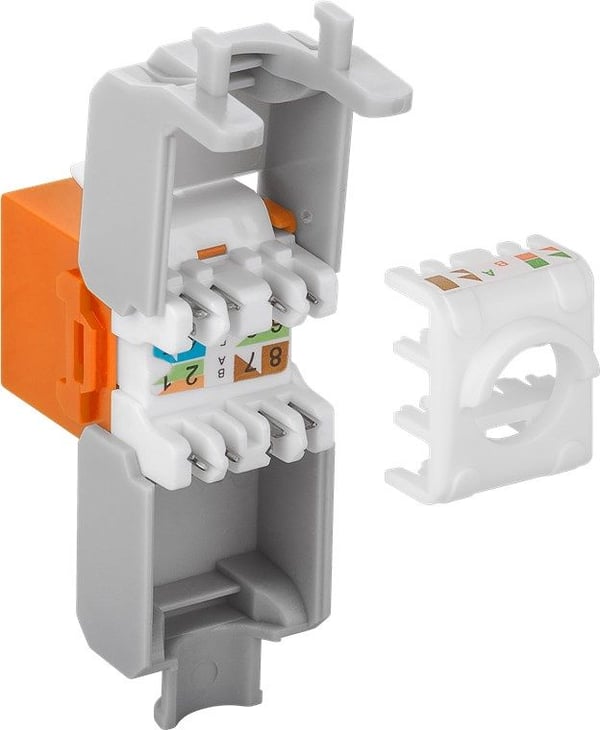 Goobay CAT 6A Keystone RJ45 pistorasia, UTP, 500 MHz - Oranssi väriversio