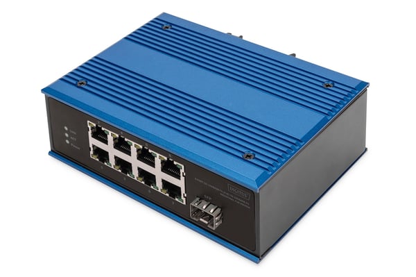 DIGITUS - Switch - industriell - ikke-styrt - 8 x 10/100 (PoE) + 1 x Fast Ethernet SFP (uplink) - DIN-skinnemonterbar - PoE