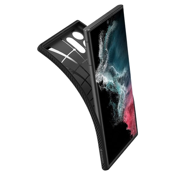 Spigen Liquid Air – Bakdeksel til mobiltelefon – termoplastisk polyuretan (TPU) – matt svart – til Samsung Galaxy S22 Ultra
