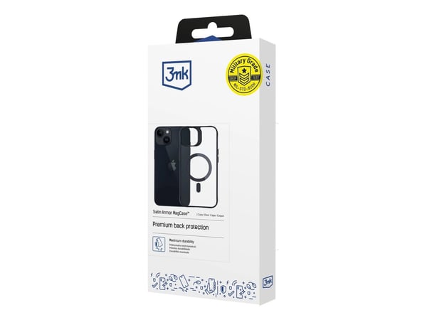 3MK Satin Armor MagCase, Suojus, Apple, iPhone 14, iPhone 13, 15,4 cm (6.06"), Musta, Läpinäkyvä