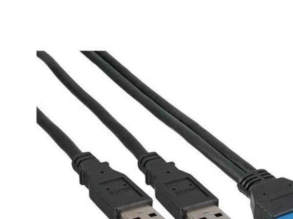 InLine 33447I, 0,4 m, 2 x USB, USB 3.2 Gen 1 (3.1 Gen 1), Hane/Hane, 5 Gbit/s, Svart