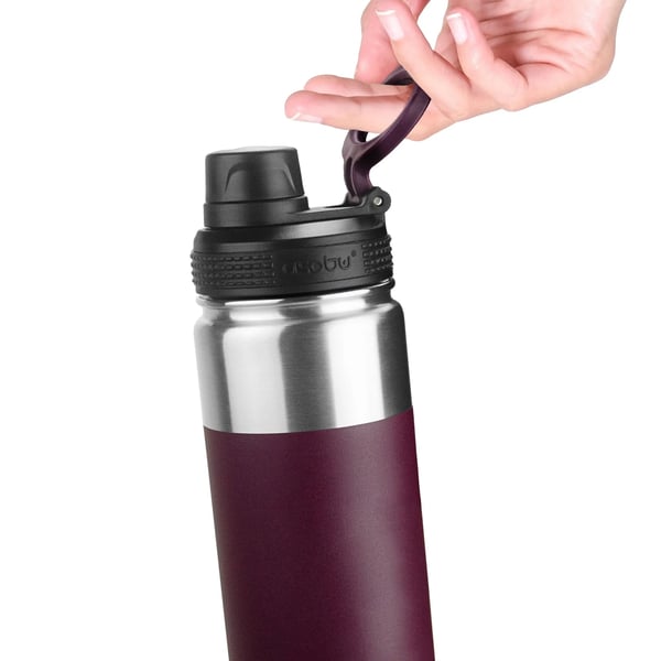 Asobu - Alpine Flask - Eristetty ruostumattomasta teräksestä valmistettu ulkokäyttöön tarkoitettu pullo 530ml burgundinpunainen väri