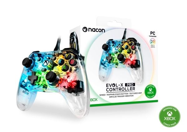 NACON EVOL-X Pro Light, Gamepad, PC, Xbox One, Xbox Series S, Xbox Series X, Tilbakeknapp, D-pute, Retningsknapper, Menyknapp, Rød/grønn/blå, Koble...