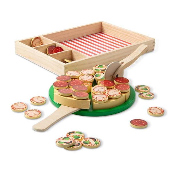 Melissa & Doug Wooden Pizza Party, Leksaksset med köksredskap, Pizza Party, 3 År, Trä, Multifärg, Trä