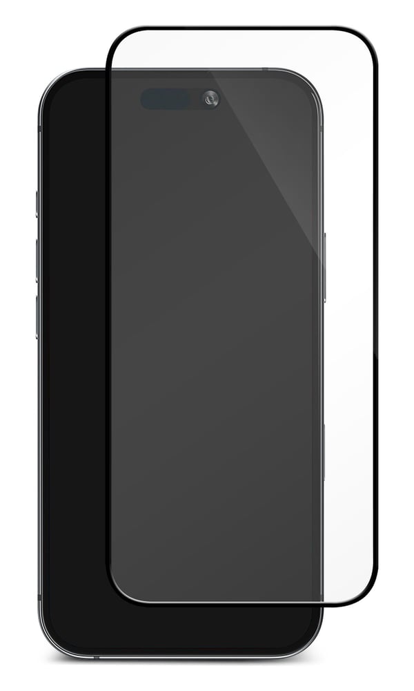 DELTACO - Skjermbeskyttelse for mobiltelefon - hel dekning - 2.5D - glass - rammefarge svart - for Apple iPhone 15, 16